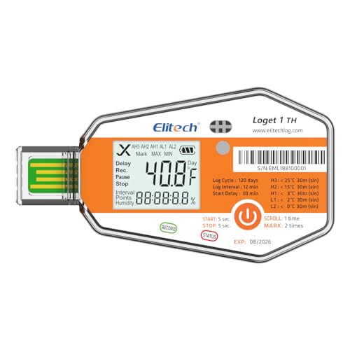 Image of Elitech Temperature Humidity Data Logger Single Use Temperature Recorder PDF Report USB Temperature Logger 16000 Points WHO PQS Listed LogEt1-TH