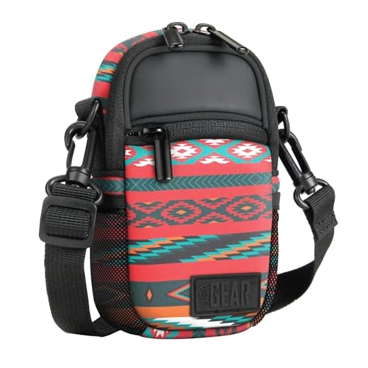 Funda Bolsa para Cámara de Fotos Compacta con Correa y Enganche por USA GEAR Compatible con Sony, Canon, Panasonic, Nikon, Coolpix, Samsung y Otras Muchas más, Diseño Azteca