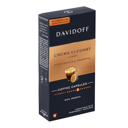 Image of Davidoff Crema Elegant Lungo Harmonious & Aromatic Coffee 10 Capsules - 6 /12 Intensity - 100% Arabica - 55G