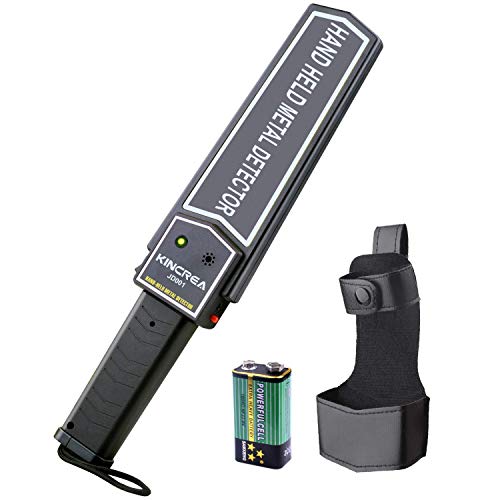 KINCREA Hand Held Metal Detector Wand Security Scanner with 9V Battery,Belt Holster,Adjustable Sensitivity,Optional Sound and Vibration Modes for Airport,Open Port,Frontier (JD001)