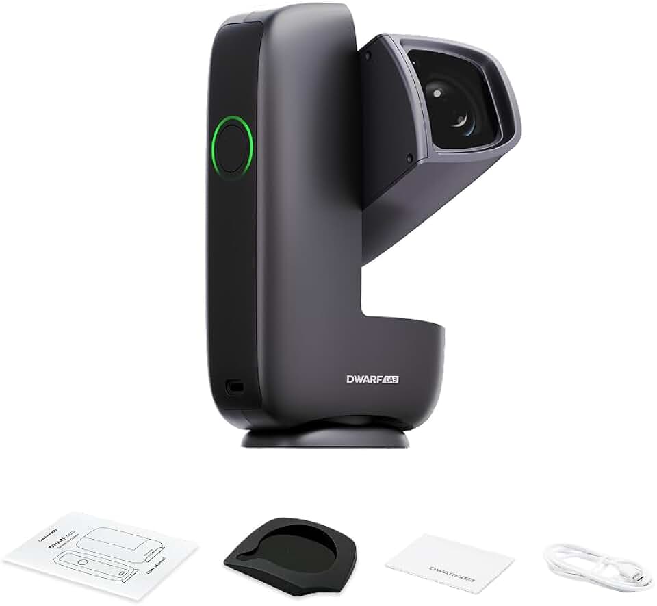 DWARFLAB Mini telescópio inteligente anão – telescópio astronômico ultraportátil de 800 g para astrofotografia com filtros integrados, modo GOTO automático, modo AZ/EQ e processamento de nuvem, ideal