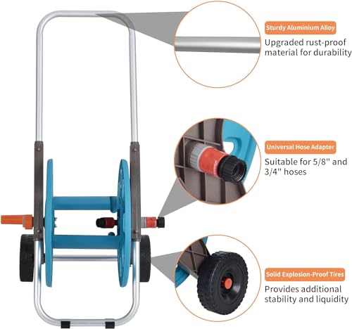 Slerft Garden Hose Reel Cart With Wheels-Outdoor Water Hose Reel,Holds 80 Feet Of 3/4 Inch thumb #1