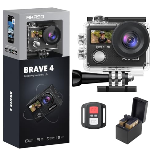 AKASO Brave 4 Action Camera 4K 30fps Ultra HD WiFi Sport Cameras with 170° FOV, Image...