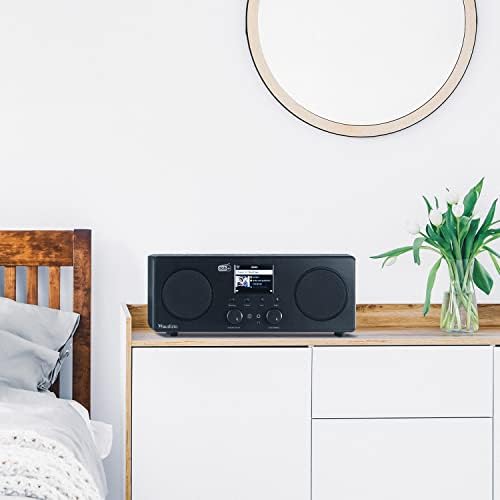 Audizio Bari Internet Digital Radio Tuner DAB Radio with Bluetooth, Mains Powered Stereo Speaker with Spotify Connect Streaming and Radio Alarm Clock, Black