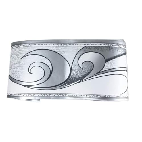 Frise de Papier Peint Motif Vague Argent Royal, Bordures murales Auto-adhésives et bâton pour Cadre Miroir, Autocollant Mural