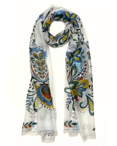 Humble Hilo Vector Art Fashion Scarf or Shawl Vibrant Colorful Patterned Lightweight Neckwear or Wrap for Women