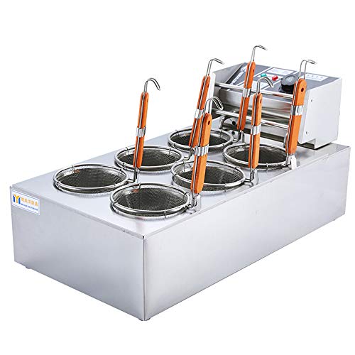 3000W Pasta Marker 6 Hoyos Cesta Comercial y doméstica Cocina de Fideos eléctricos, Máquina de cocción de Pasta eléctrica de Acero Inoxidable