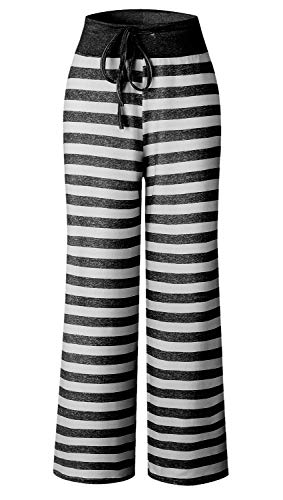 Image of AMiERY Women's Comfy Casual Pajamas Pant Floral Printed High Waist Wide Legs Lounge Pants Trousers