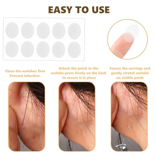 Miniatura 3 de 300 Piezas Pegatinas Orejas Adultos, Parches De Soporte Para Lóbulos, Transparentes Invisibles Respirables Pegatinas Para Aretes Pesados Para Aretes Grandes Para Niños Y Ef