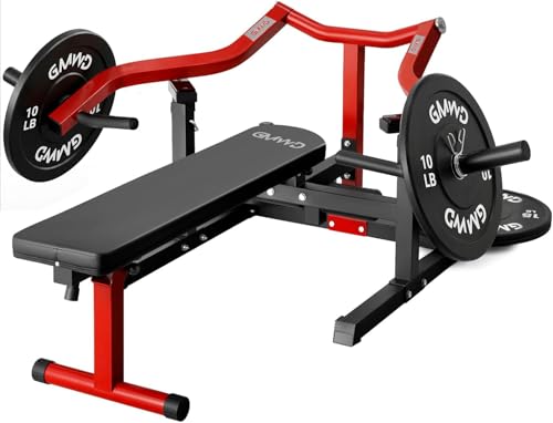 GMWD Chest Press Machine, 1200LBS Bench Press Machine with Independent Converging Arms, Adjustable Flat Incline Bench for Chest, AB Workouts, Shoulder Home Gym Equipment, Red, V1