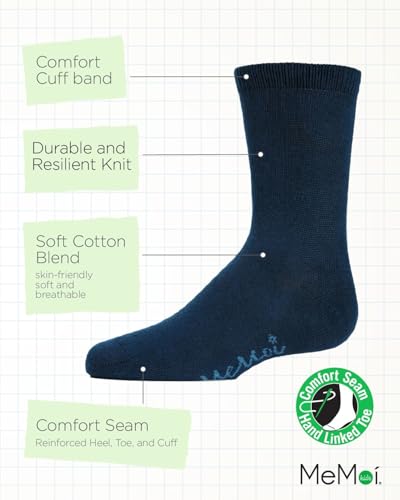 MeMoi Kids' Basic Cotton Blend Crew Socks3