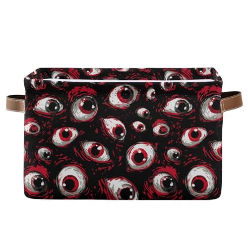 Image of Aslsiy Storage Basket Red Eyes Halloween Nursery Bins Baby Box Canvas Clothes Shelf Basket Laundry Hampers 1 Pcs