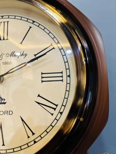 Image of Online Clock. Wooden Wall Clock with Pendulum - Roman Numerals, Classic Analog Design, Elegant Home & Office Decor - Franklin & Murphy (Est. 1868) inch