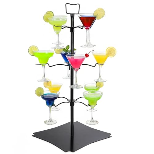 Hedume Cocktail Tree Stand, Champagne Glass Holder, 3 Tier - 12 Holders Wine Glass Flight Tasting Display for Cocktails, Champagne, Margarita Cups, Martini, at Parties,Weddings, Bridal Shower by Hedume - Image 2
