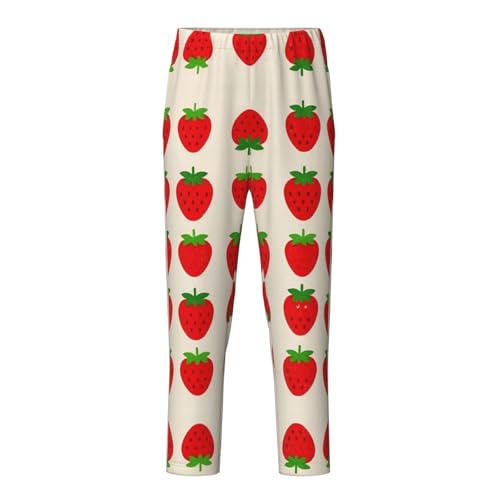 Pajama Pants Pajama Bottoms with Elastic Waistband Sleepwear Lounge Pants, Fruit Strawberries