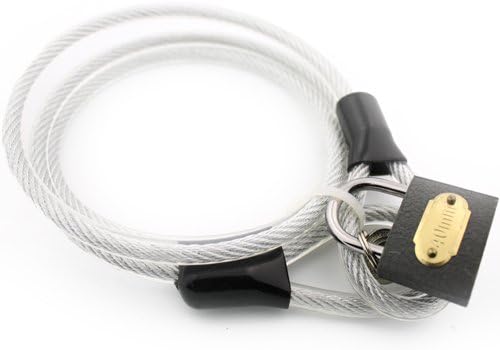 TOPZONE Cable de seguridad de doble bucle de acero flexible de 0.315 in de 47 pulgadas con cerradura de llave de 1.575 in (transparente)