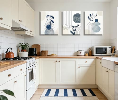 Image of Frimeeme Blue Bohemain Framed Canvas Wall Art Set of 3, 12 inchx16 inch In | Frimeeme Blue Bohemain Framed Canvas Wall Art Set of 3, 12 inchx16 inch In