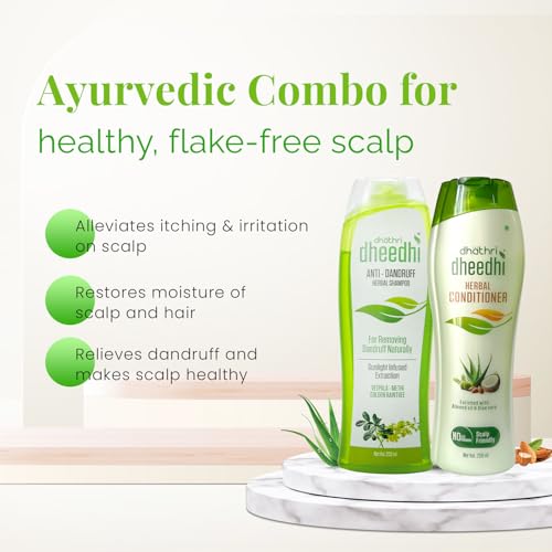 Image of Dhathri Dheedhi Dandruff Treatment Combo | Ayurvedic Hair Conditioner for Dandruff | Herbal Shampoo for Dandruff and Dry Hair | Hair Conditioner for Dry Frizzy Hair | 200ml Each