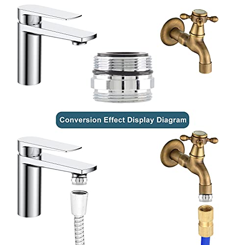 7-Piece Faucet Adapter Set - Brass Male & Female Aerator Adapters for Sink, Water Filter, Garden Hose & Standard Hose via Diverter(7 Different Size)