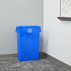 United solutions highboy recycling container 23 gallon space saving slim profile and easy bag removal for indoor or outdoor use recycle blue pack of 2  urban country home decor