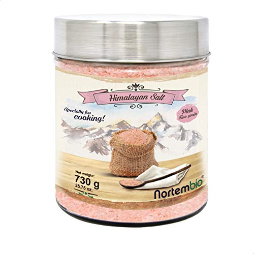 Nortembio Sal Rosa del Himalaya 730 g. Fina (1-2 mm). Sal Gourmet 100% Natural. Rica en Minerales. Cocina Sana. Sin Refinar. Sin Conservantes. Extraída a mano. De Punjab Pakistán.