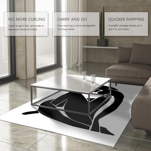 Tapis de chambre fille ou garçon antidérapant et tapis salon noir 120x160