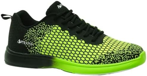 Pyramid Men's Path Lite Seamless Mesh Bowling Shoes, Black/Voltage Lime, 10