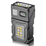 Mini LED Taschenlampe mit 800LM Hauptlicht, 200LM Seitenlicht, magnetischer Basis, USB/Type-C wiederaufladbar, Batteriestatusanzeige, tragbare Mehrzweck-Arbeitslampe für Camping, Notfälle & Outdoor