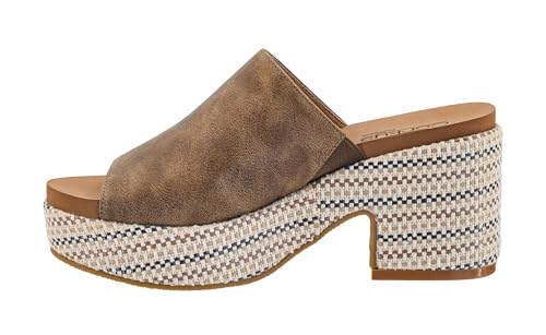 Corkys Footwear Totally Buggin Heeled Sandal - With A 3.25-Inch heel And 1-Inch platform, Chunky Heel, Slip-on Comfort, EVA Insole, and a Stylish Raffia Outsole