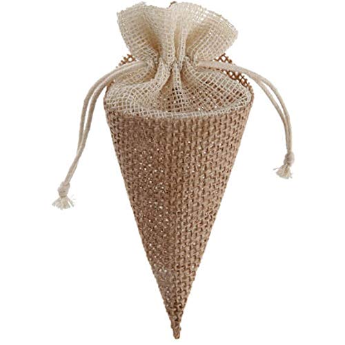 S Contenant dragée: Cornet Naturel en Jute 16cm (x4) R/5292