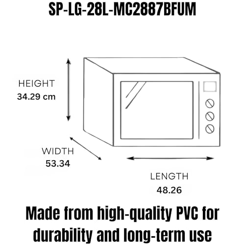 Image of PVC Microwave Oven Cover for LG-28L-MC2887BFUM | Full Closure Zip | Waterproof & Dustproof | Attractive Digital Print | Wipe Clean | Kitchen Decor | 51 x 30.5 x 49.4cm | Grey Flower Design