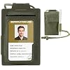 Tactical ID Badge Holder with Lanyard - Slim RFID Blocking Card Holder with Hook & Loop Back & 2 Card Slots Credit Card Organizer for Men