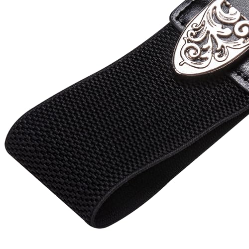 Image of Dubulle Womens Belt Chain Leather Belts Vintage Western Adjustable Elastic Double Buckle for Cowboy Pant Dress