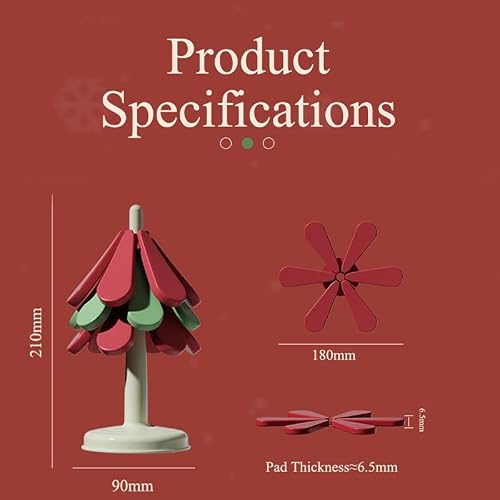 Viscogrip Silicone Trivet for Hot Dishes, Tree Shape Trivet Set, Tree Coasters Heat Resistant, Stackable Design for Kitchen Decor, Water and Stain Resistant, 3 Trivets + 1 Stand(Red and Green)