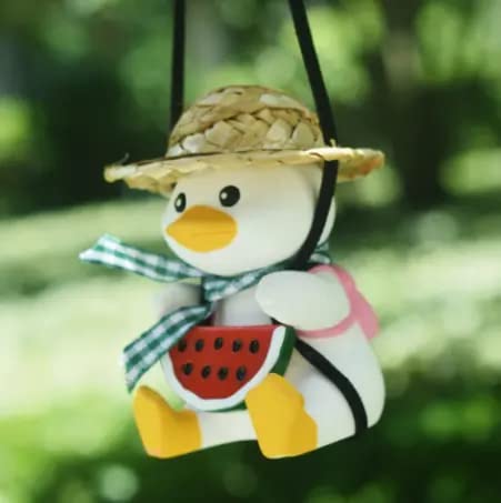 Auto Wonders Car Swing Duck Car Rearview Mirror Pendant Cute Car Interior Decoration Duck Hanging, Cool Car Hanging Accessories for Rear View Mirror (Style C)