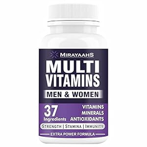 Mirayaahs Multivitamin with Green tea, Vitamin C, Vitamin B-complex, Vitamin E, Selenium, Biotin, Supports Immunity, Stamina and Gut health, For Men and Women, 60-Tablets