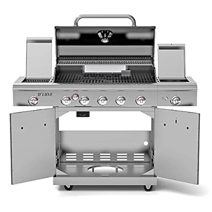 Nexgrill Deluxe 5B Gasgrill I 5 + 2 Brenner Gas Grill mit Edelstahl-Seitenkocher & Infrarot Seitenbrenner I Grillwagen mit Pro Touch Gusseisen-Grillrost & Keramik Backburner – Bild 4