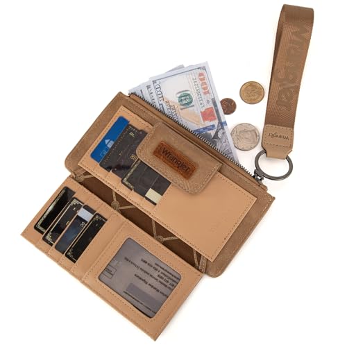 Image of Montana West X Wrangler Wallet for Women Ladies Female Card Cases & Money Organizers Wristlet with Wallet Large Clutch with Coin Purse Smooth Zipper and Rfid Lining