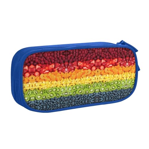 WOmeng Federmäppchen mit Frucht-Regenbogen-Druck, für Schule, Uni, Büro, Stifte, Buntstifte, Kunst, Schulbedarf, blau, Einheitsgröße, Schulranzen-Set