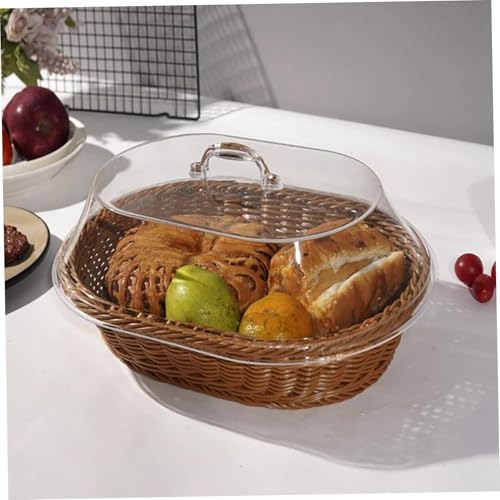 Panier en osier ovale 14x10x5,5 pouces avec couverture transparente chic
