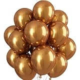 Metallic Gold Balloons 12 Inch, Double Stuffed Chrome Light Gold Balloons, Shiny Thick Chrome Metallic Light Latex Helium Balloon for Birthday Fall Autumn Wedding Christmas Party Decoration Supplies