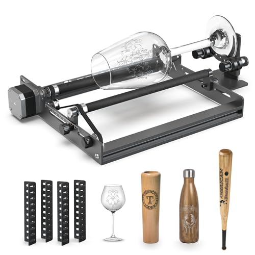 Mecpow g3 Pro Rullo Rotante Laser Per l'Incisione Di Oggetti Rotondi, Rullo Rotante Laser Con Staffa Di Regolazione Dell'Altezza, Compatibile Con Quasi Tutte Le Macchine Per Incisione Laser