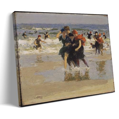 At The Seaside by Edward Henry Potthast Poster�C���e���A�f�U�C���̃|�X�^�[�A�Ƃ̑����̔��w�A�����̐V�����Ƃ̑��蕨16x24inch(40x60cm) Frame-style