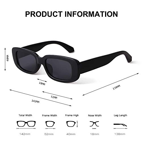Image of Rectangle Sunglasses for Women Retro Driving Glasses 90's Vintage Fashion Narrow Square Frame UV400 Protection
