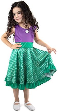Little Adventures Mermaid Princess Twirl Dress (Large Size 8) - Machine Washable Child Pretend Play and Party Dress with No Glitter
