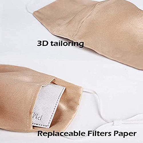 6PC Satin Silk Double-Deck Washable Face_Mask for Women Men, Adjustable Filter Pocket , Fashion Reusable Breathable Silk Face Masks (6Piece Assorted)