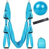 ✅{El Kit Incluye} Un gancho, un columpio color azul claro de 250*150 cm, una pelota azul pilates, una banda elástica puede soportar hasta 200kg, y una bolsa de almacenamiento ideal para poder llevartelo a cualquier lugar.