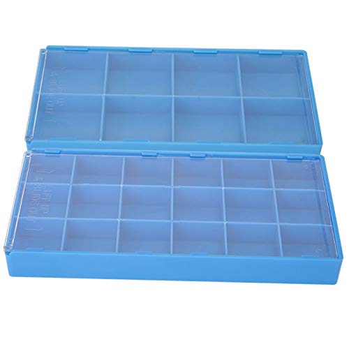 DAUERHAFT Boîte de rangement pour pièces d'horlogerie en plastique, 8 grilles Organisateur de pièces d'horlogerie bleu, plateau de rangement pour outils de réparation d'horlogerie, pour le stockage