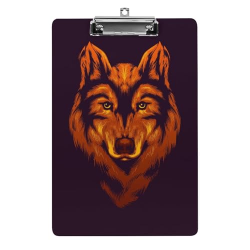 Planchette à pince A4 Loup Orange pour bureau et classe