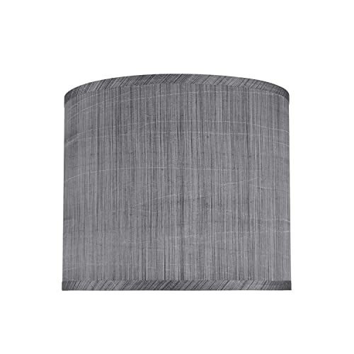 Image of Aspen Creative 31015A Transitional Drum (Cylinder) Shaped Spider Construction Lamp Shade in Grey & Black, 12 inch Wide (12 inch x 12 inch x 10 inch)